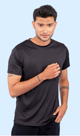 Black cotton round neck 180gsm half sleeve t shirt