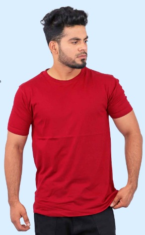 Red cotton  round neck 180 gsm  half sleeve t -shirt