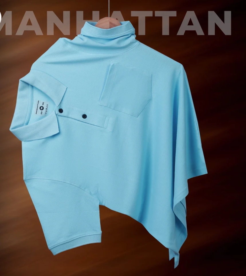 Pure Cotton Polo Pocket T Shirts (Sky Blue)