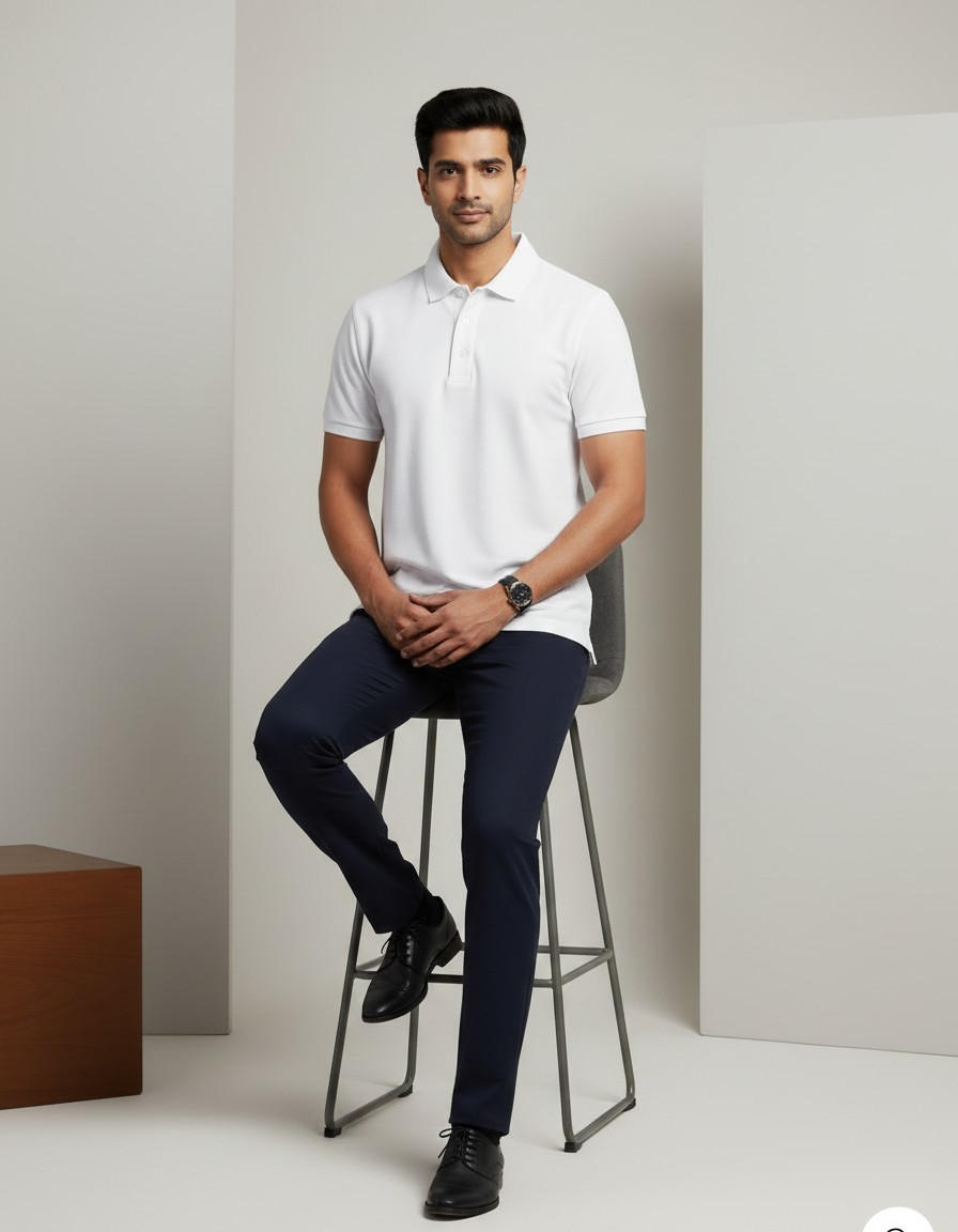 white Cotton Polo T-shirt